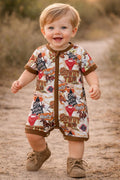 Howdy Western Printed Baby Romper with Snaps