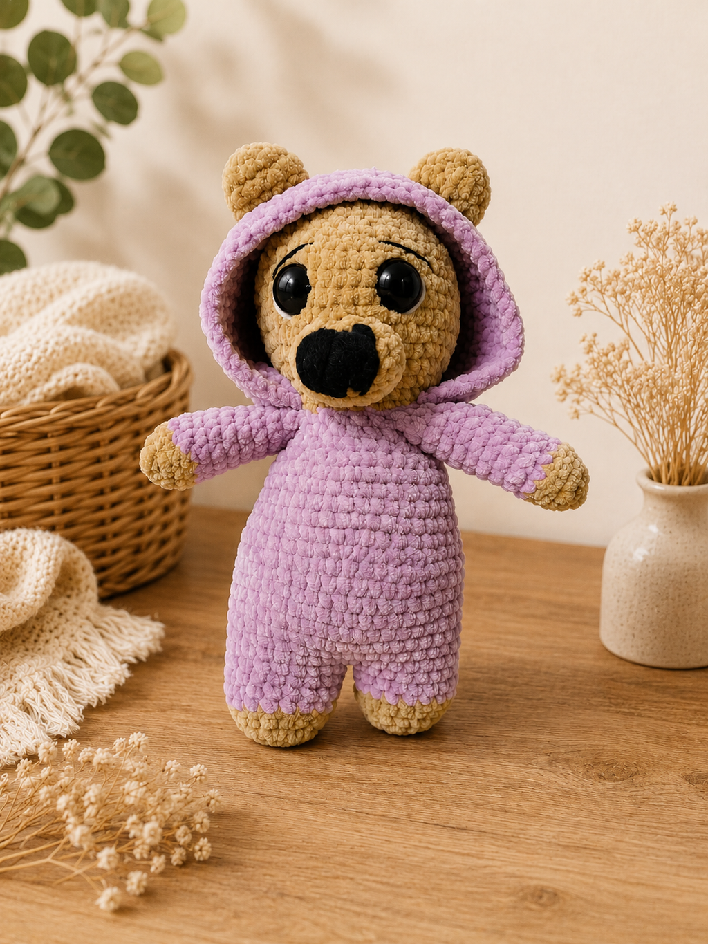 Hoodie Bear-preorder-handmade dark brown skin