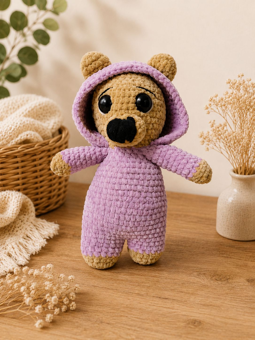 Hoodie Bear-preorder-handmade light brown skin