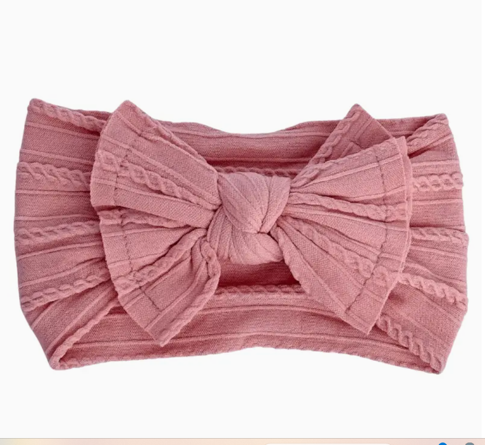 Solid Knit Nylon Headband - Rose Pink