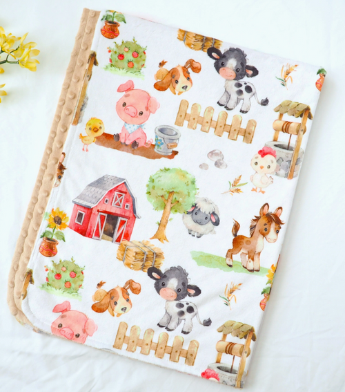 Baby & Toddler Minky Blanket - Farm Animals