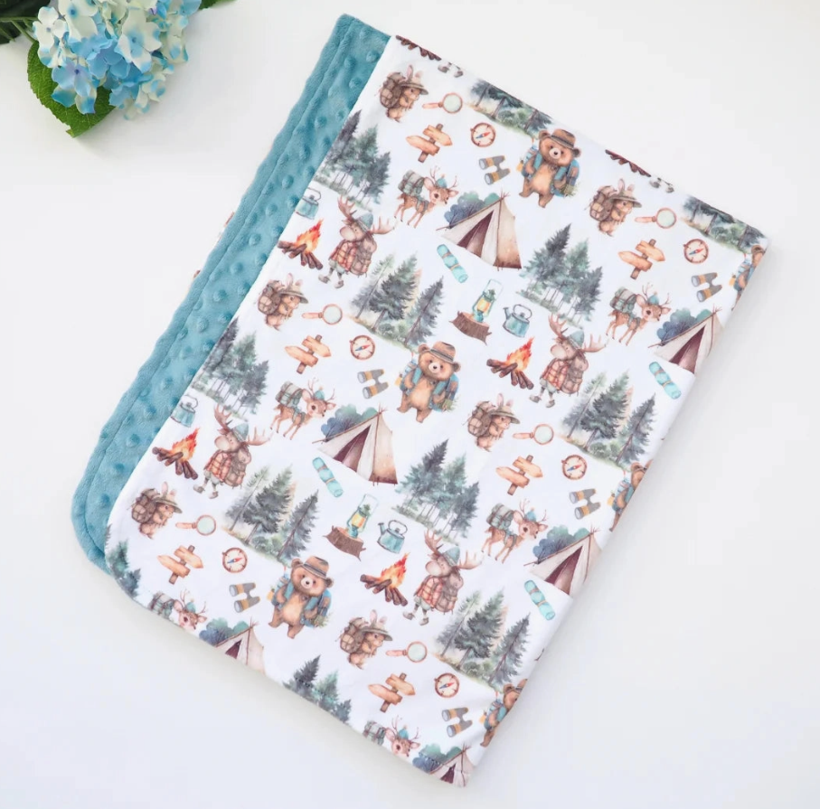 Baby & Toddler Minky Blanket - Let's Go Camping