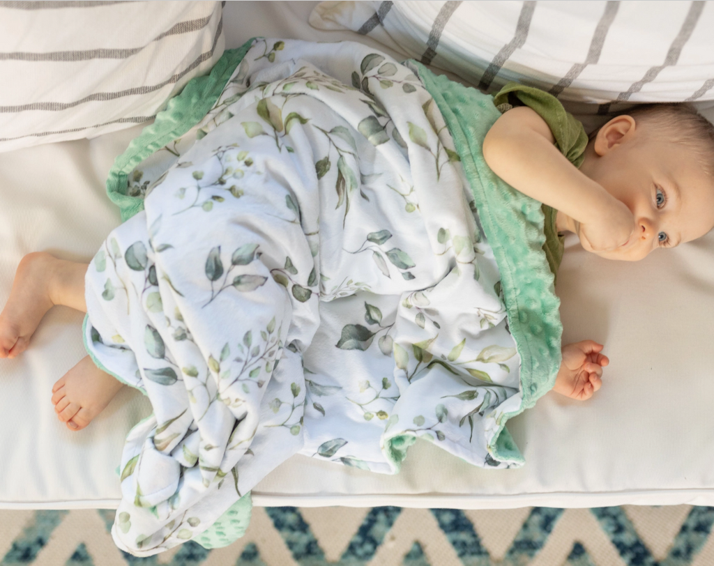 Premium Baby & Toddler Minky Blanket - Eucalyptus Greenery