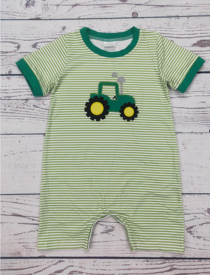 Baby Boy Appliqué Farm Romper