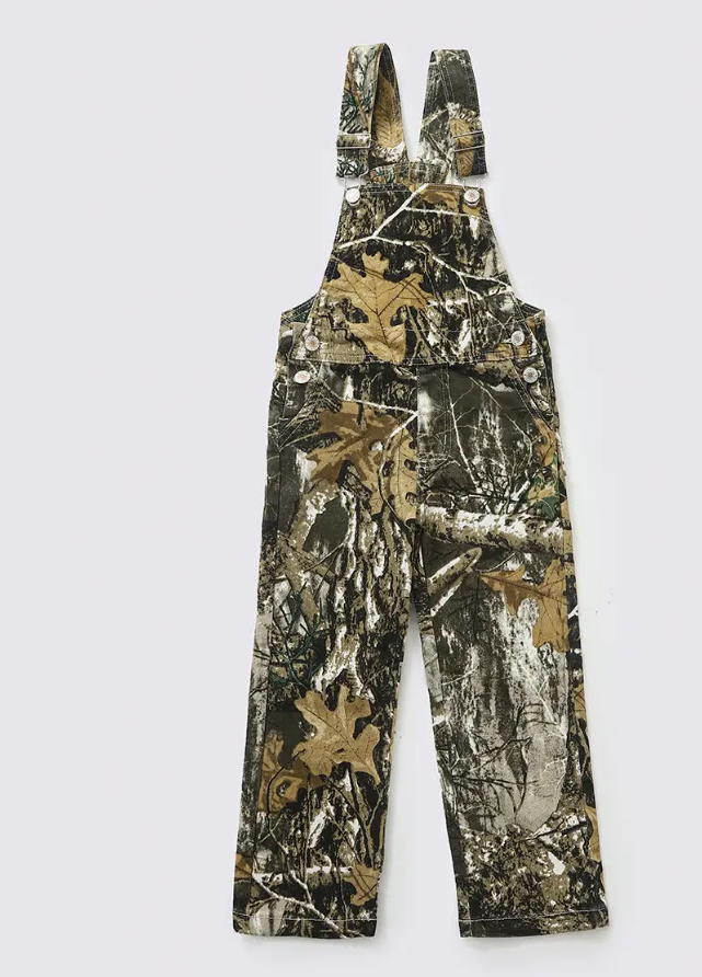 Kids Leaves Print Denim Overalls