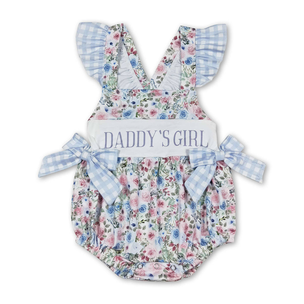 Daddy's girl flutter sleeves floral baby girls romper
