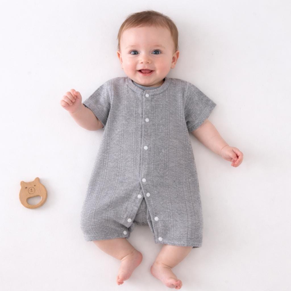 Baby Cotton Short Sleeve Button Romper