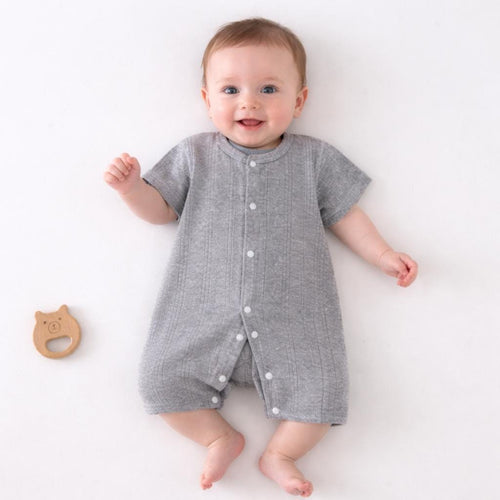 Baby Cotton Short Sleeve Button Romper