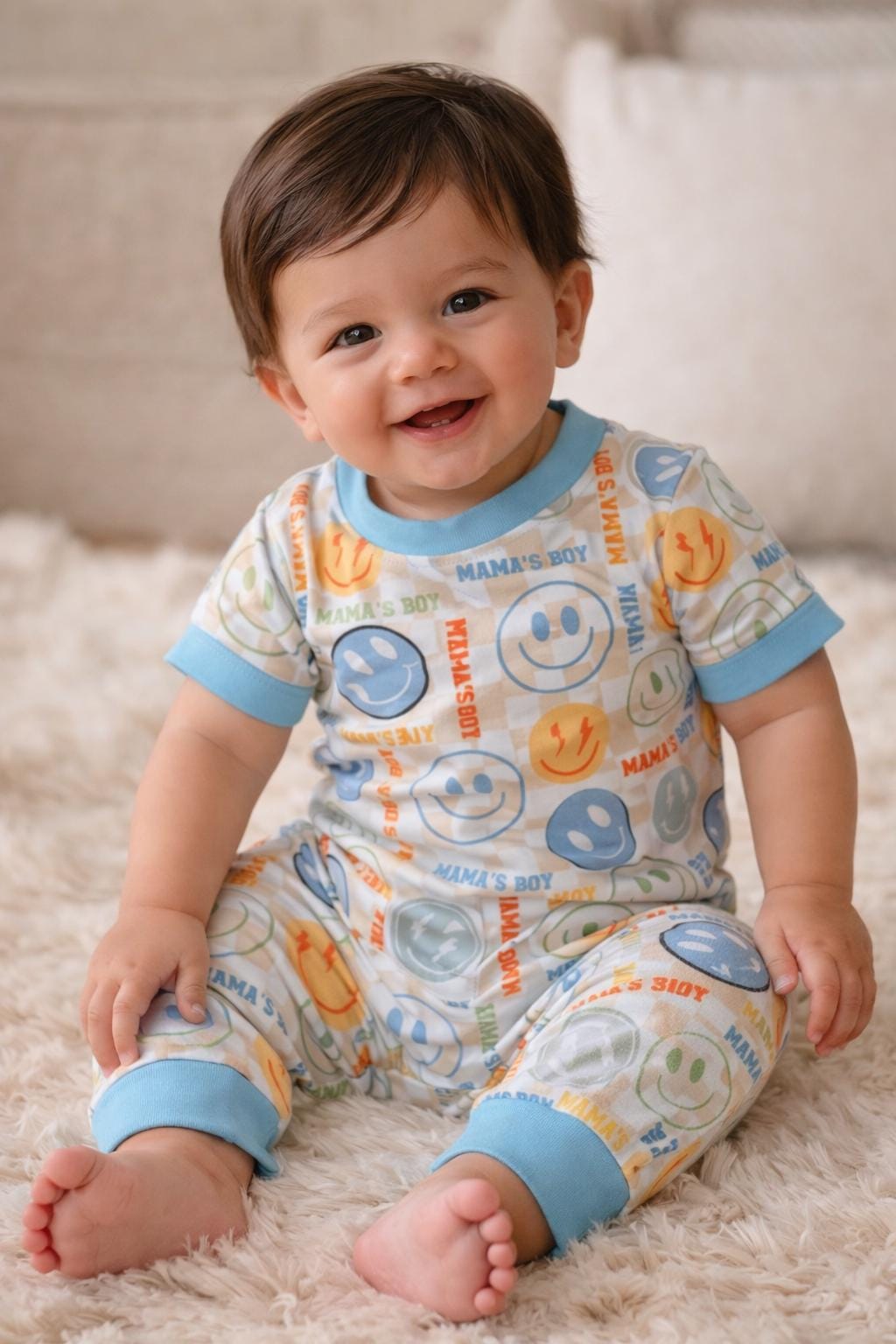 Emoji Multi-Printed Baby Romper with Snaps.